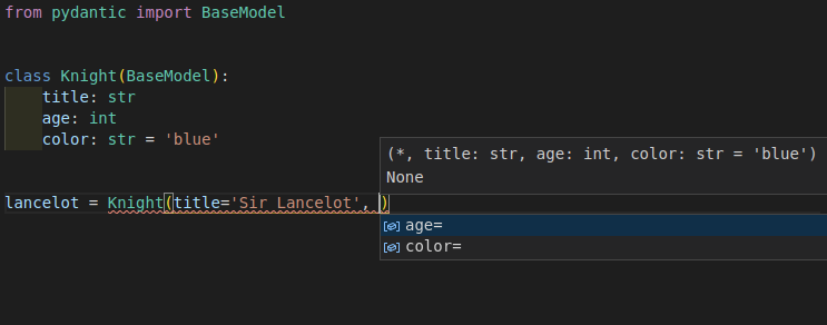 pydantic autocompletion in VS Code